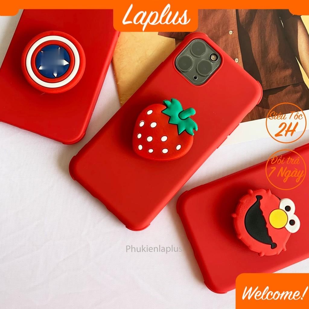 Ốp Iphone chống bẩn nhựa dẻo nhám có giá đỡ / ring màu đỏ dành cho Ip 11 / 11 Pro / 11 Promax / 12 / 12 Pro / 12 Promax
