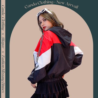 Áo khoác dù nữ form lửng rộng cánh dơi hàng 2 lớp vnxk áo gió croptop DƠI VIỀN 2 MÀU - CANDA 2244