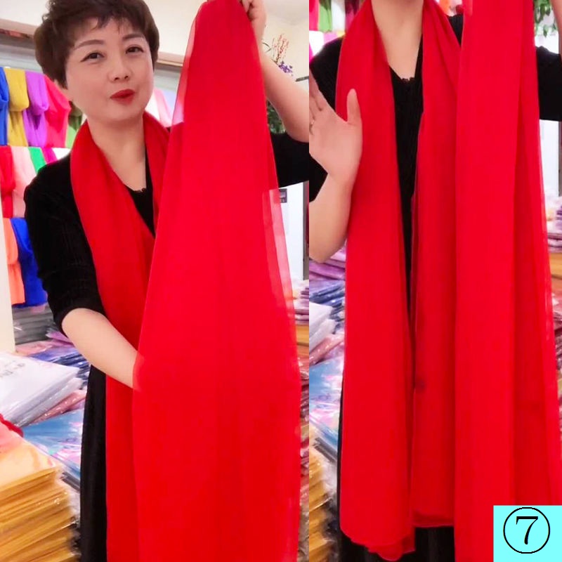 Khăn Choàng Dài 3m Vải Lụa Màu Đỏ Thời Trang Thu Đông Ấm Áp Cho Nữ