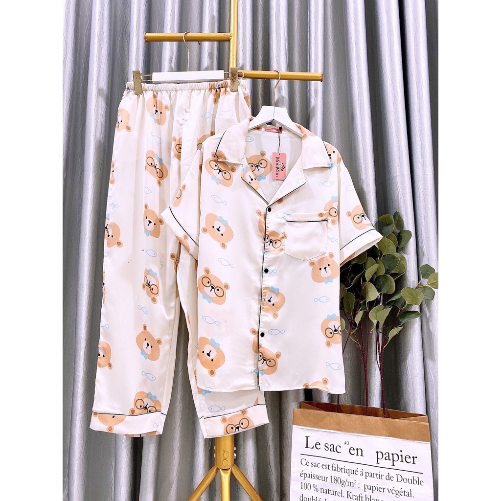 Bộ đồ satin lụa bigsize 70-80 kí tay ngắn quần dài