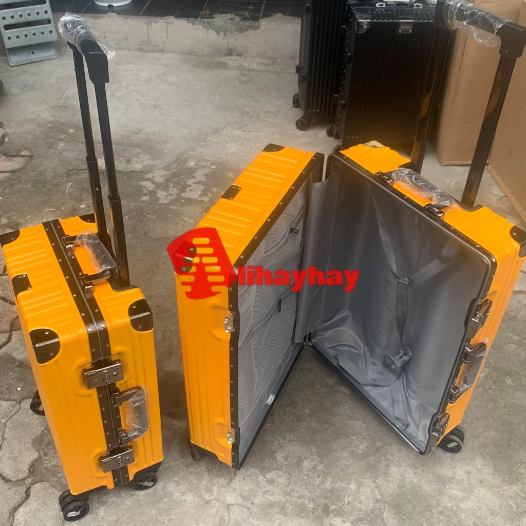 Vali size 20 khung nhôm MÀU VÀNG khóa sập góc vuông chống xước, chống va đậP