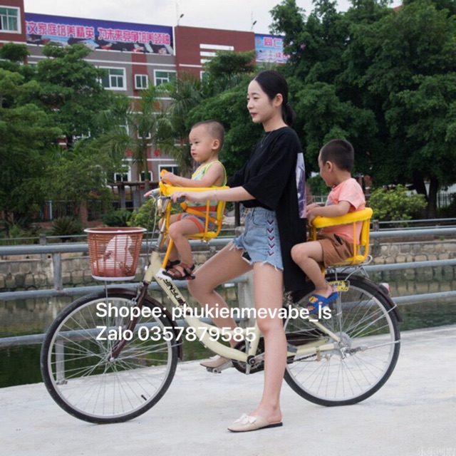 [ Sẵn] Ghế ngồi trước và sau xe đạp an toàn cho bé dưới 4 tuổi