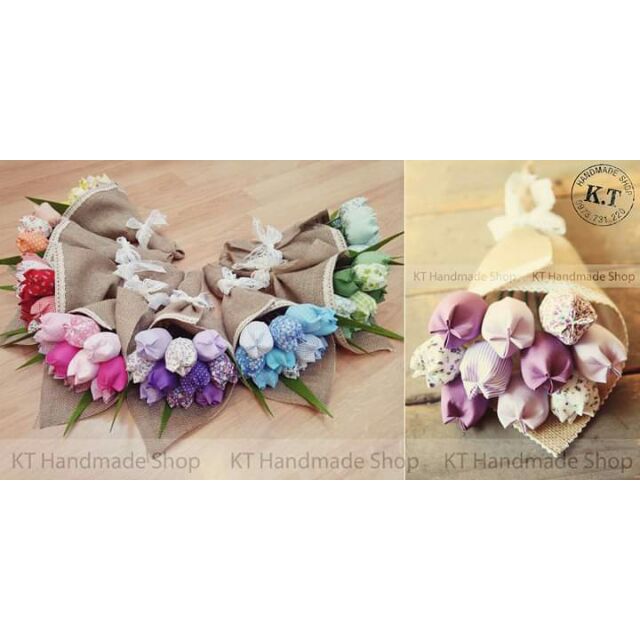 Bó 10 hoa tulip vải Handmade