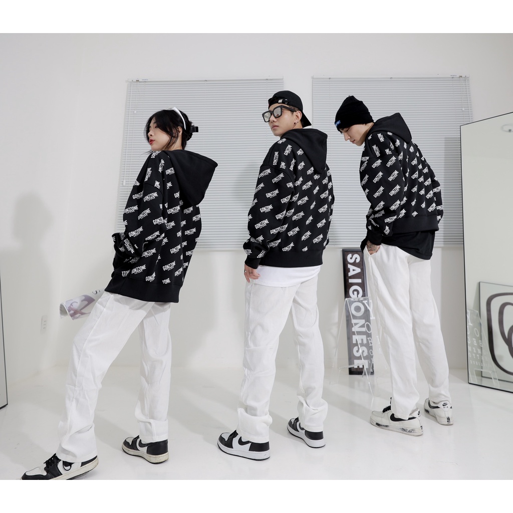 Áo Hoodies Nỉ Mùa Đông Form Rộng Gonzzone Đen | BigBuy360 - bigbuy360.vn