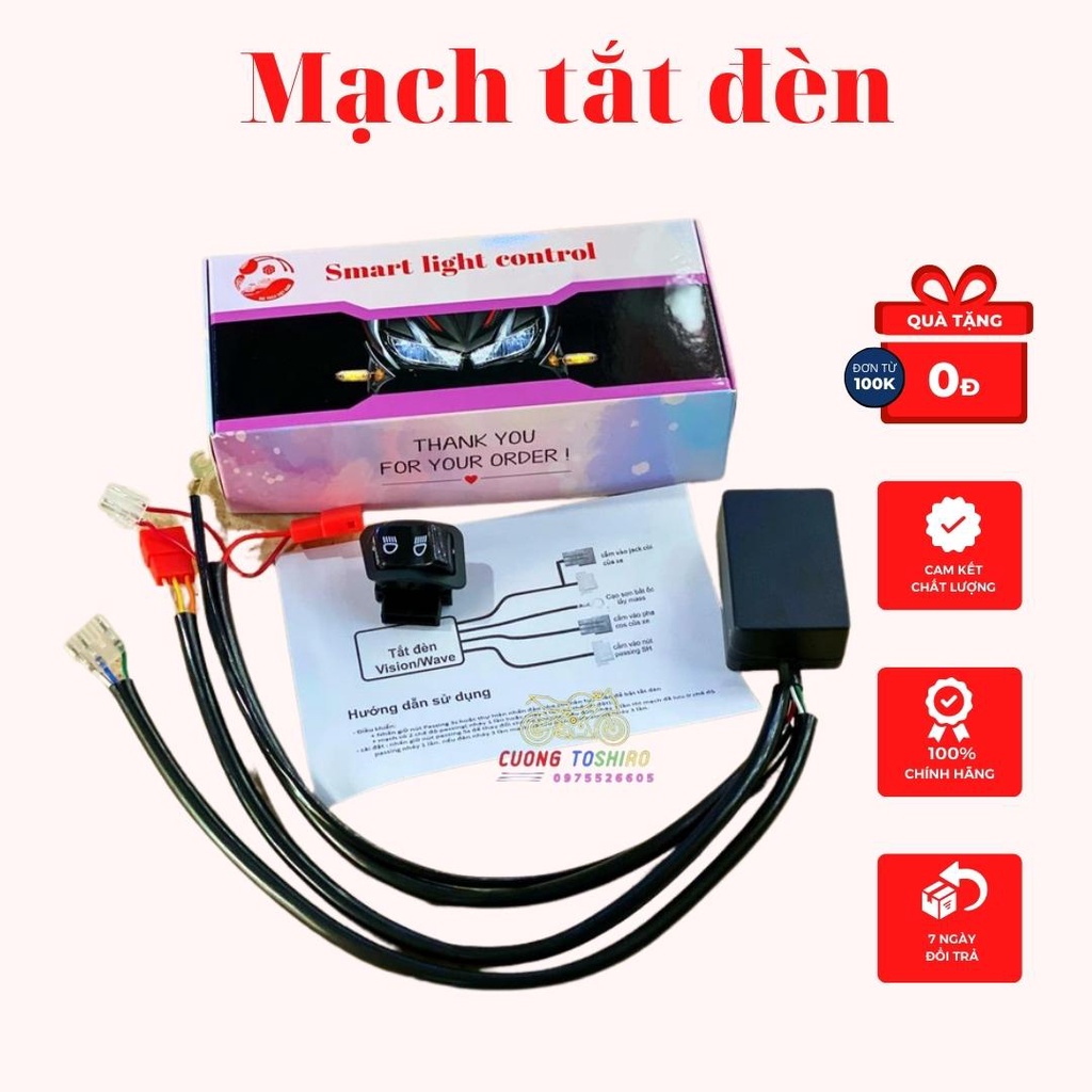 Mạch tắt đèn kèm công tắc passing cho xe Lead sử dụng bóng Led bảo hành 1 năm