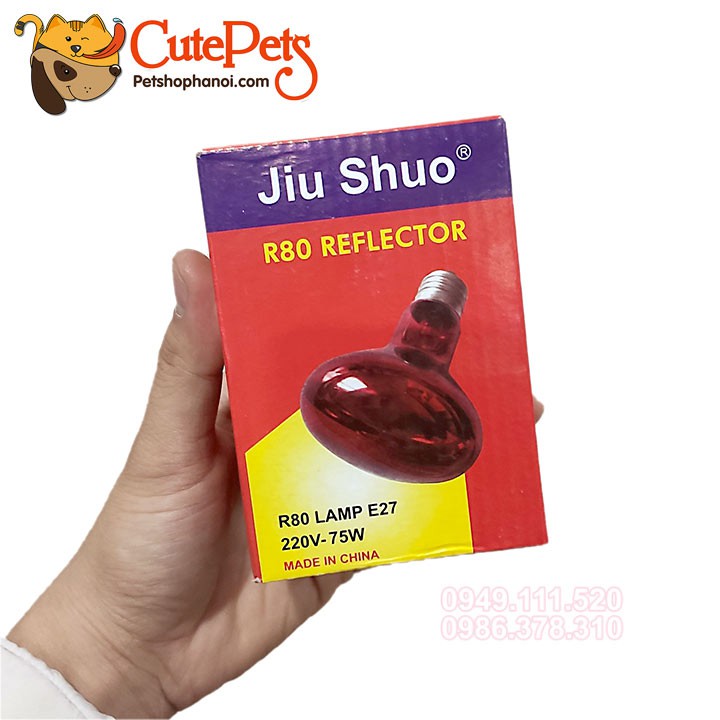 Bóng đèn sưởi hồng ngoại R80 75w dành cho cho chó mèo đẻ - Đủ đồ chỉ việc dùng - Cutepets