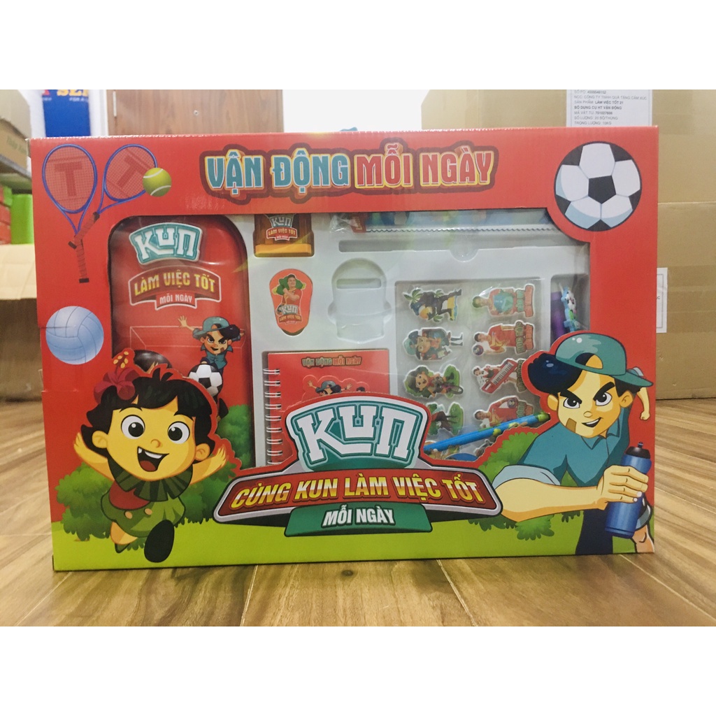 Bộ đồ dùng học tập Kun - Bộ đồ dùng Kun set 9 món cao cấp hàng khuyến mãi sữa Kun