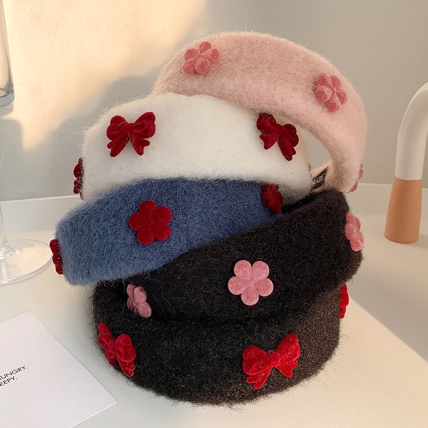 Băng Đô Cài Tóc Bản Rộng Đính Hoa Nhỏ Phong Cách Retro