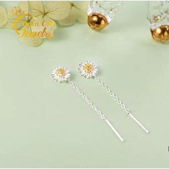 Bông Tai Bạc ⚡ BẠC ĐẸP⚡ Khuyên Tai Bạc Nữ Họa Tiết Cúc Họa Mi, Cúc Khuyết Nhẹ Nhàng