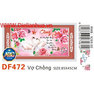 Tranh đính đá thiên nga VỢ CHỒNG. KÍCH thước :85x45cm