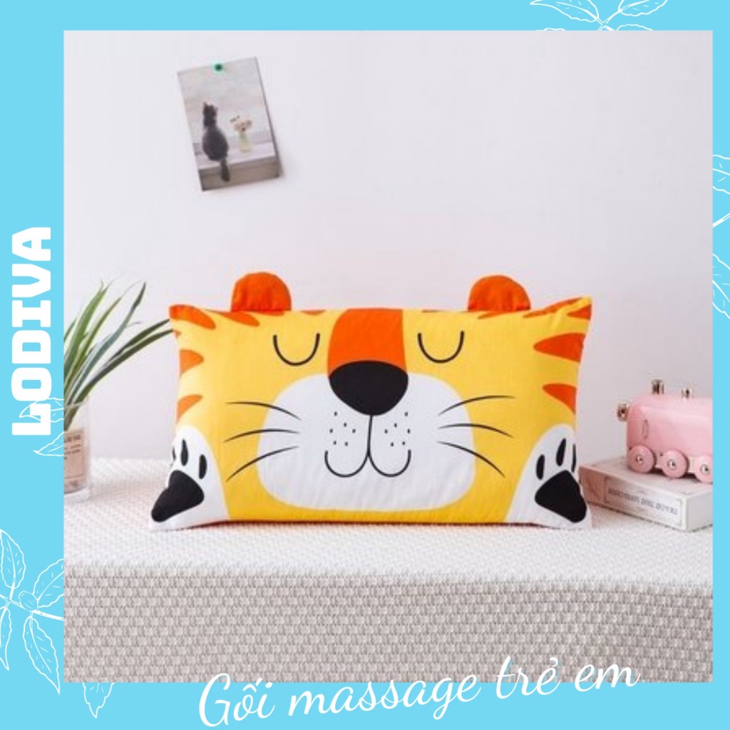 Gối trẻ em cotton 100% Size 30x50 cm, gối cho bé có khóa kéo ruột bông gòn trắng LODIVA