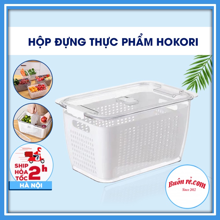 Hộp đựng thực phẩm tủ lạnh 2 lớp Hokori – Hộp bảo quản thức ăn có lỗ thoát nước Việt Nhật (MS 6588 - 6589)