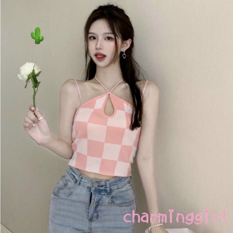 Áo yếm ô vuông dây mảnh siêu hot(B C)