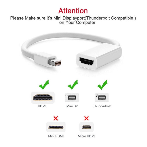 Mini Display Port DP to HDMI Adapter Cable for Macbook Pro Air 1080P