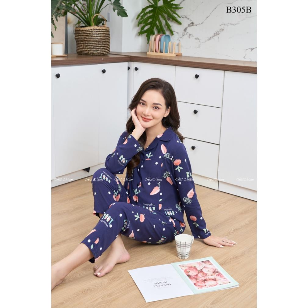 (bigsize) Bộ bầu dài tay kết hợp mặc sau sinh kiểu Pijama chất lụa mango mềm mát thoải mái