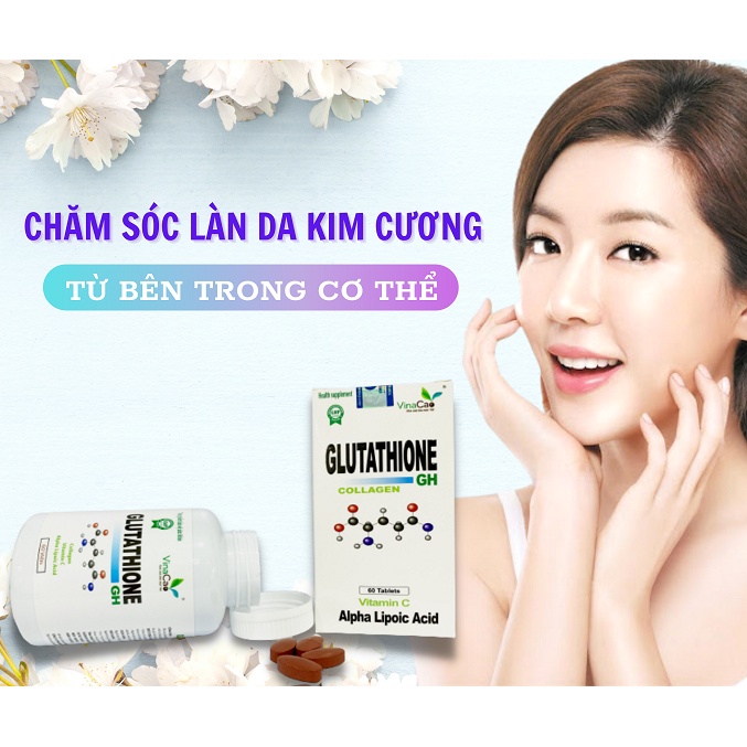 Viên uống trắng da Glutathione Collagen hộp 60 viên ngăn ngừa lão hóa, thu nhỏ lỗ chân lông