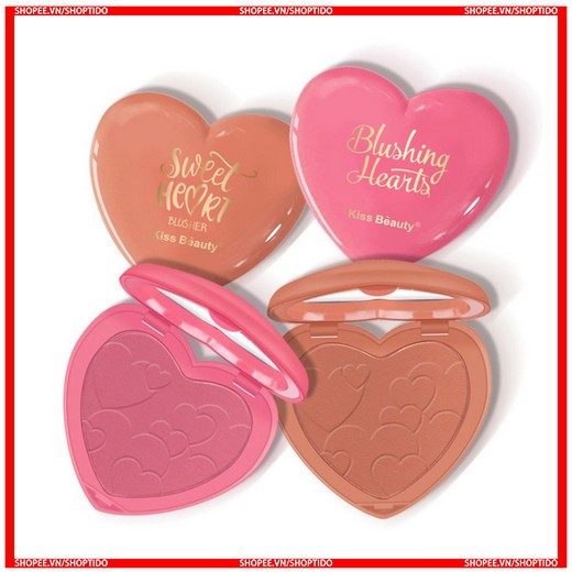 Phấn má trái tim Kiss Beauty blushing, sweet heart hàng chính hãng nội địa