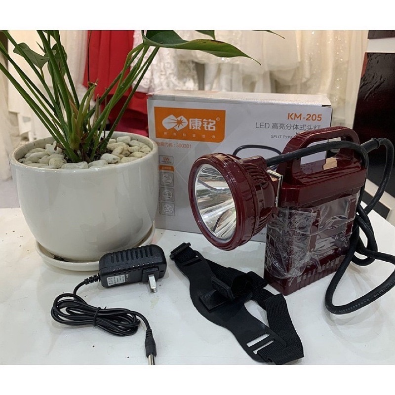 Đèn pin đội đầu ắc quy rời Domoda KM-205 siêu sáng - 2 loại ánh sáng Trắng và Vàng