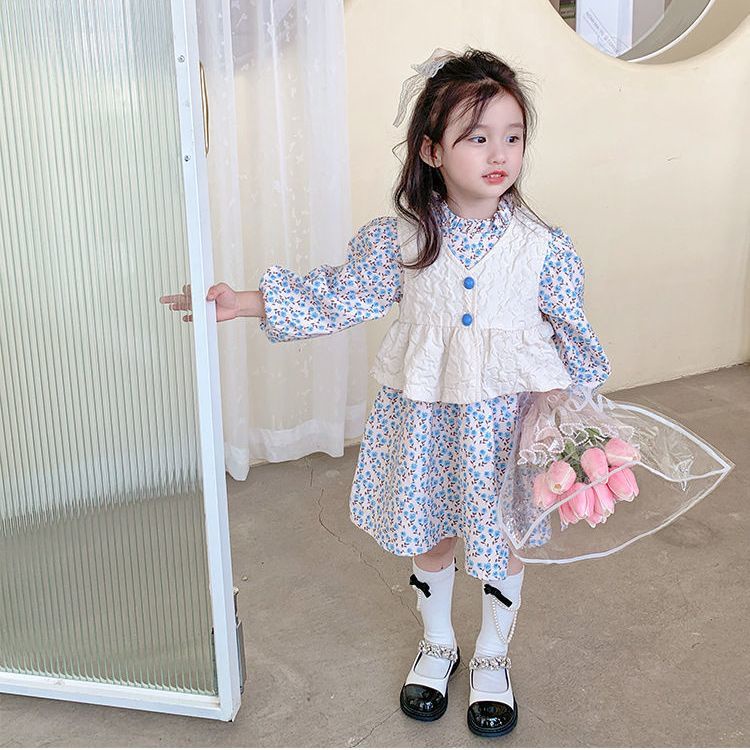 Set Áo Thun Dài Tay + Chân Váy Cotton Đáng Yêu Thời Trang Mùa Thu Cho Bé Gái