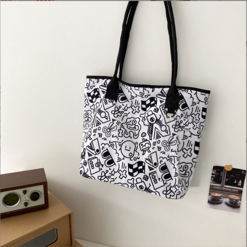Túi tote vải canvas  đeo vai nữ đựng vừa laptop cỡ lớn Đi Học Đi Chơi phong cách Nhật Bản