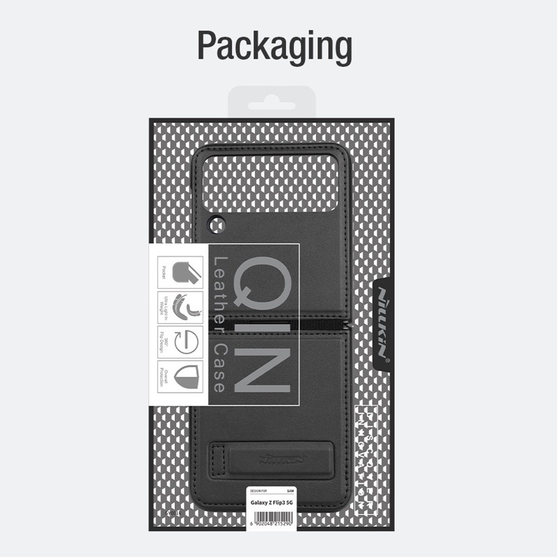 Ốp lưng da Nillkin QIN cho Samsung Z flip 4 5G, Z Flip 3, Flip3 5G có giá đỡ siêu tiện