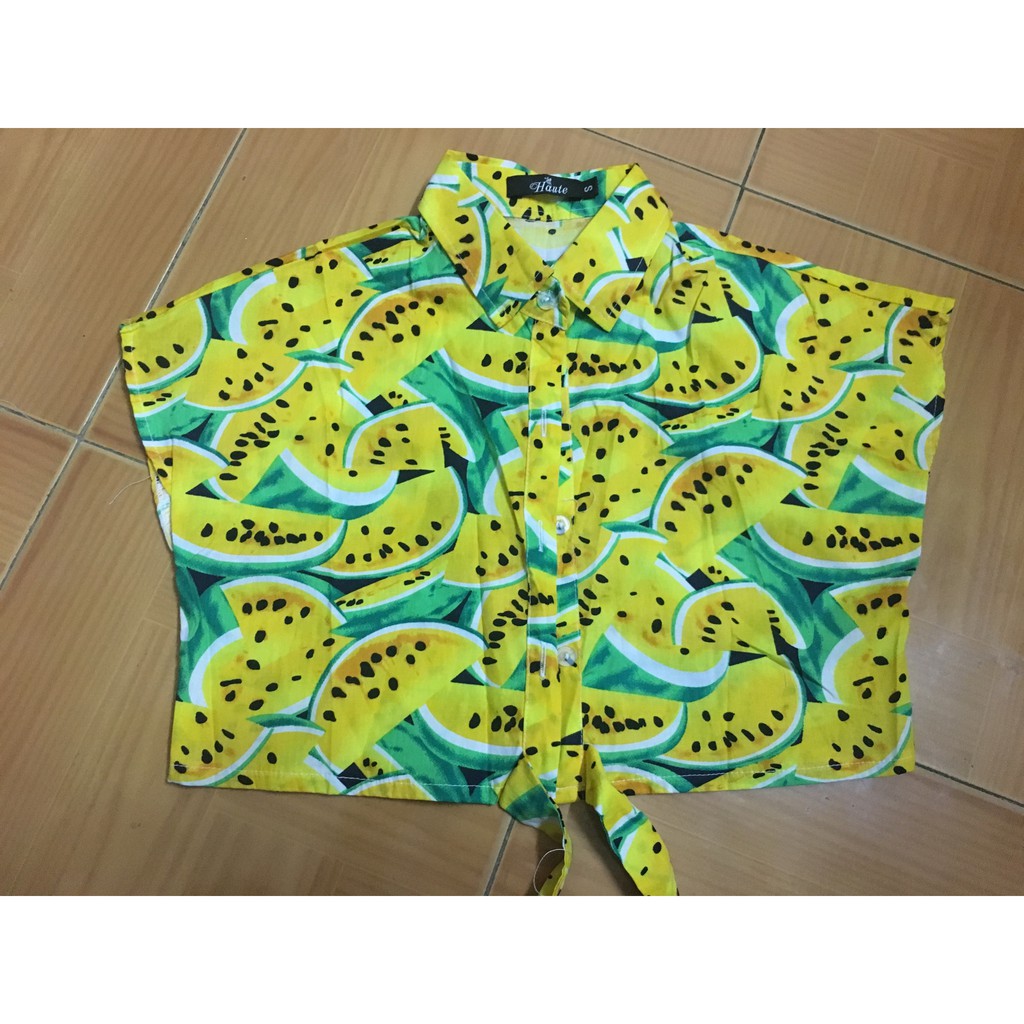 Áo hoa quả croptop đi biển, chất liệu vải thô hàn cực mát, thấm hút mồ hôi tạo sự thoải mái cho bạn
