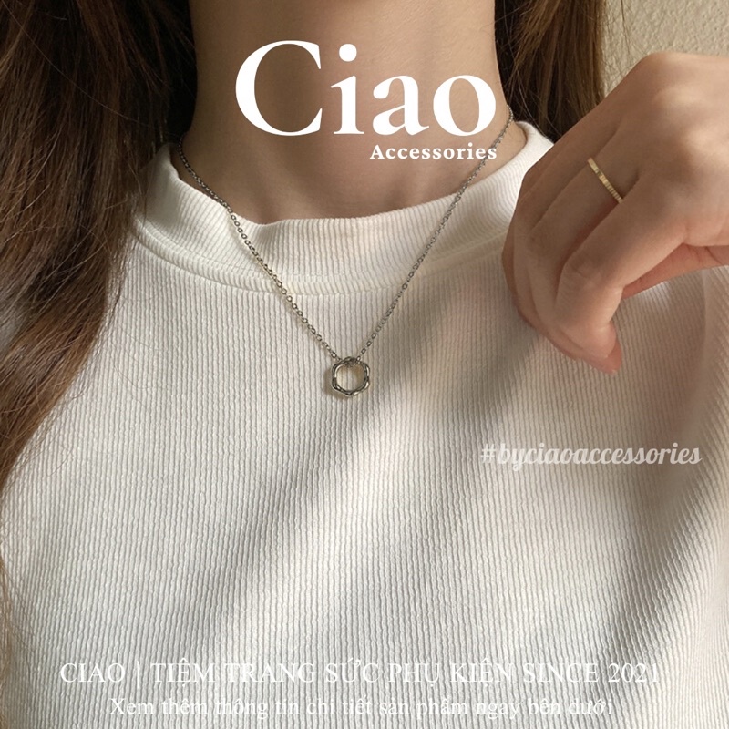[HOẢ TỐC 1H] Dây chuyền/ Vòng cổ mạ bạc S925 thiết kế charm tròn đơn giản Delwyn Ciao