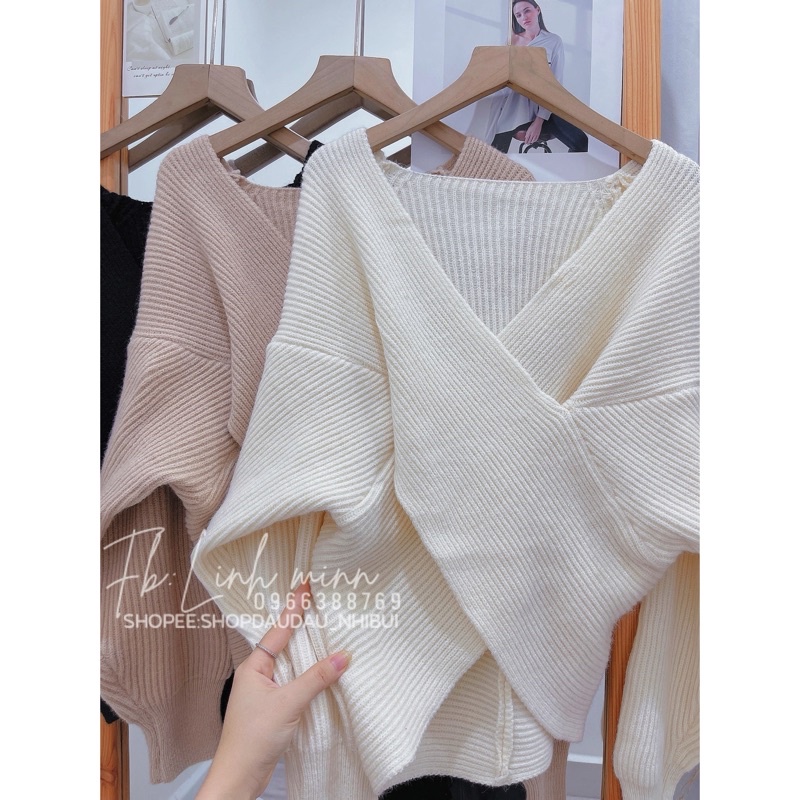 (Kèm CLIP THẬT) Áo len dài tay vạt chéo QC loại 1 | BigBuy360 - bigbuy360.vn