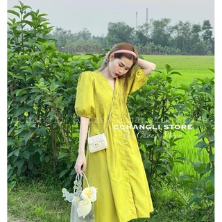 Đầm xanh cốm suông ly thân
