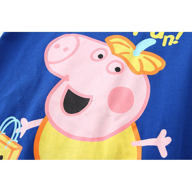 Bộ Đồ Ngủ Pijama Dài Tay In Hình Heo Peppa Dễ Thương Cho Bé Trai