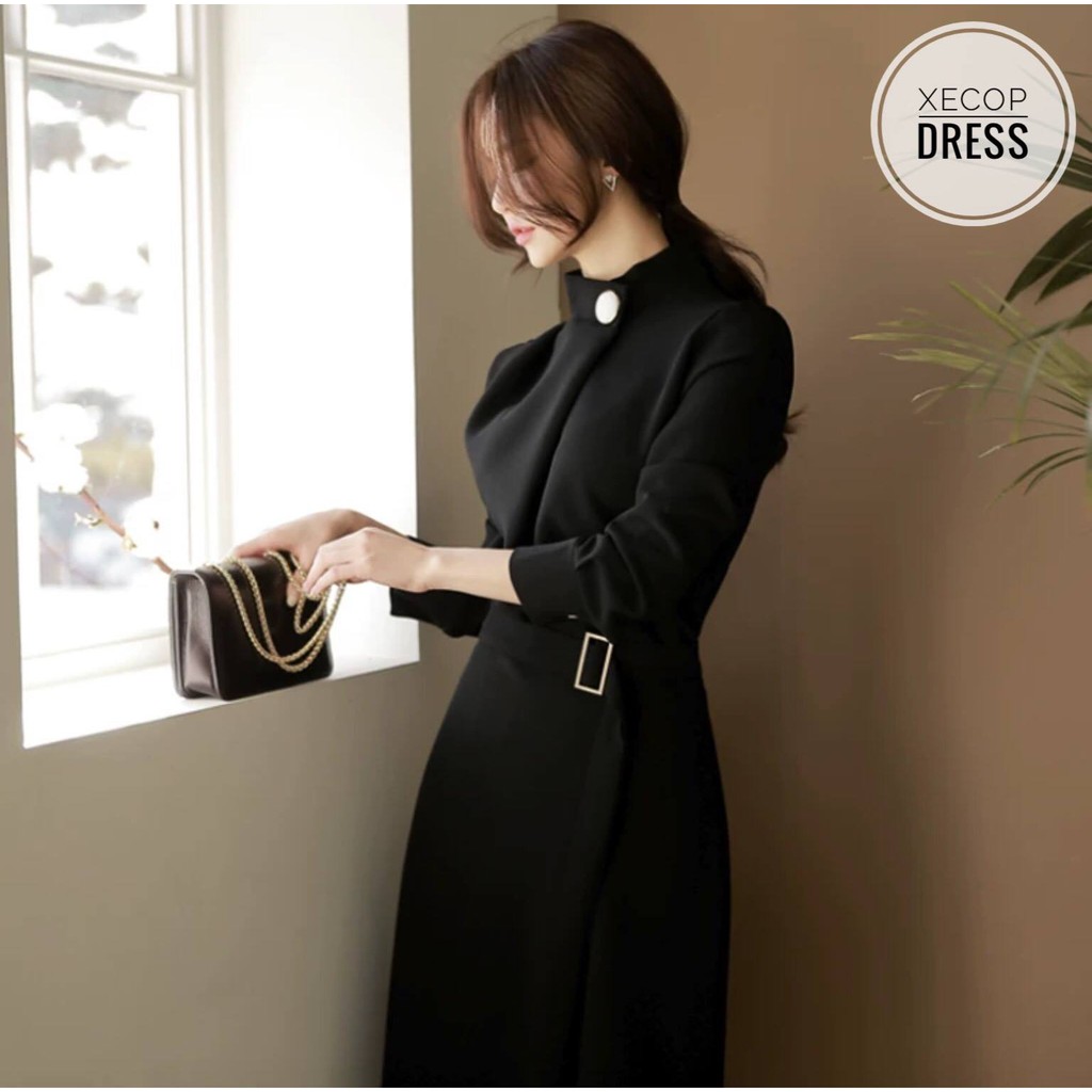 Đầm X.ecop xuất Hàn nút cổ