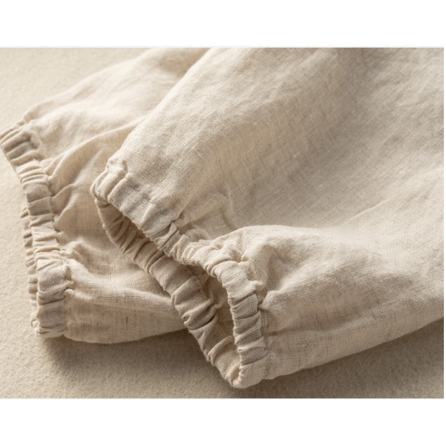 Đầm linen dáng suông, váy cổ tròn tay bo chun -Váy đẹp ngắn tay trơn basic