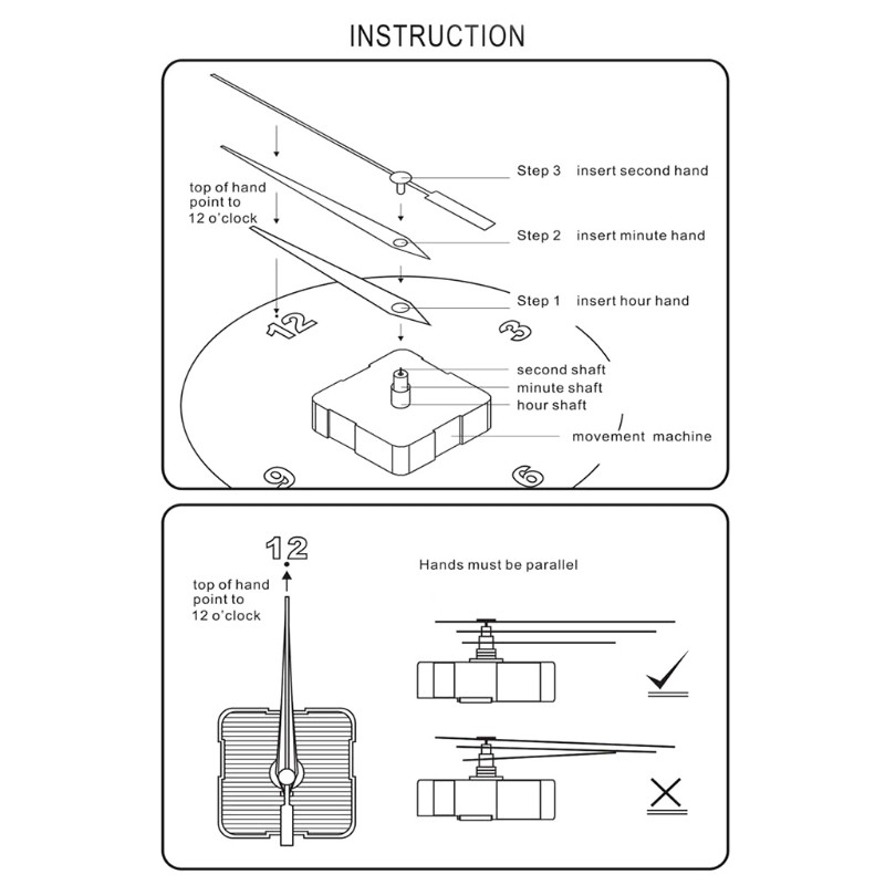 Bộ 3 Kim Đồng Hồ Thay Thế Máy Chạy Pin Với 4 Cặp Kim Loại Dài