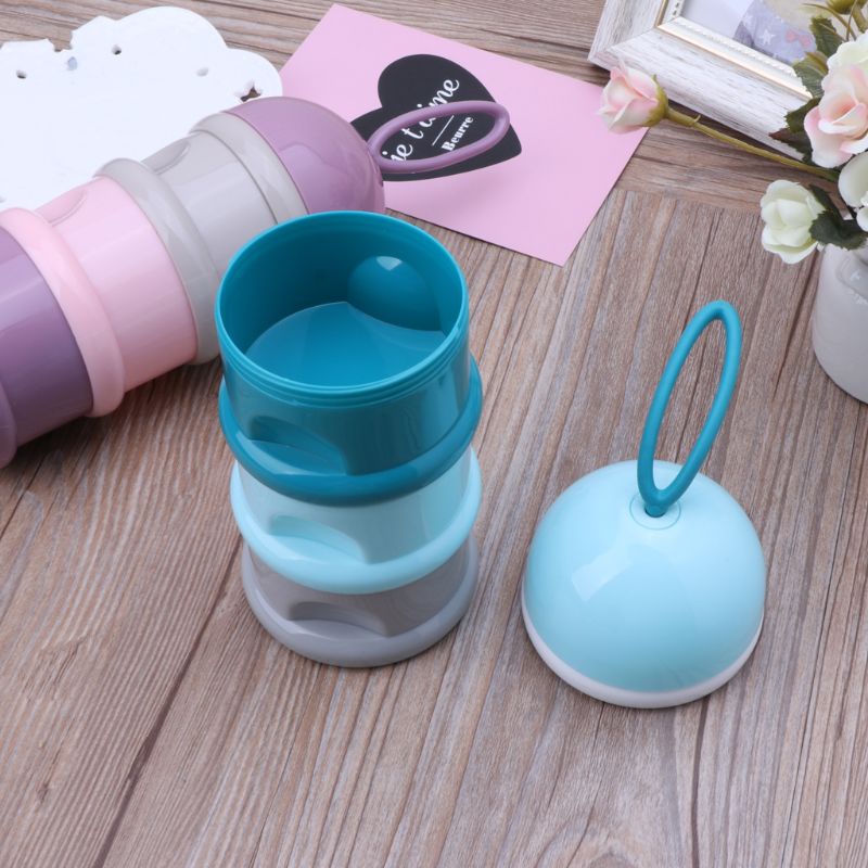 Hộp đựng sữa bột/thức ăn/thức ăn ba ngăn nhỏ gọn cho bé sơ sinh
