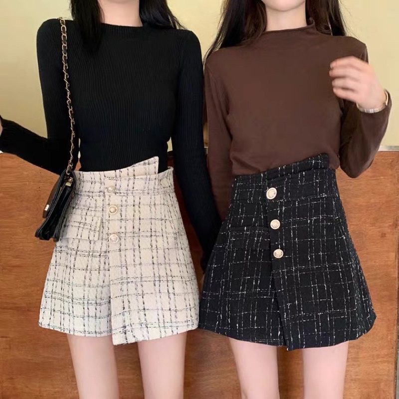 Chân váy dạ cạp cao, quần giả váy chữ A chất dạ Hàn cao cấp