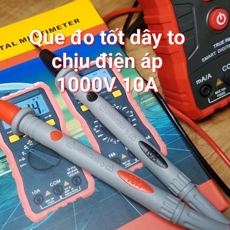 Đồng hồ đo điện đồng hồ đo vạn năng tự động và dò điện không tiếp xúc hàng siêu bền que đo chịu điện áp 1000V 10A