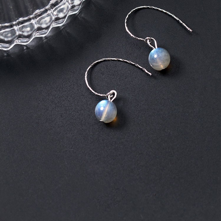 Khuyên tai bạc Ý s925 phiên bản đá Moonstone E9350 - AROCH Jewelry