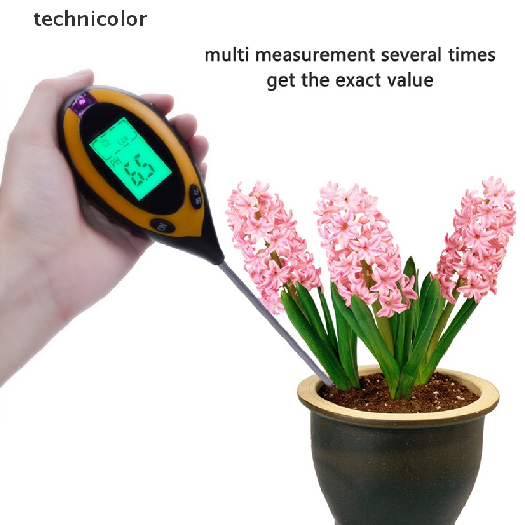 Máy đo thử nghiệm độ pH đất vườn kỹ thuật số màn hình LCD 4 trong 1