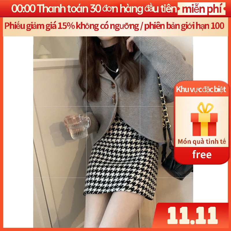 Chân Váy Chữ A Cạp Cao Họa Tiết Nanh Sói Thanh Lịch Thời Trang | BigBuy360 - bigbuy360.vn