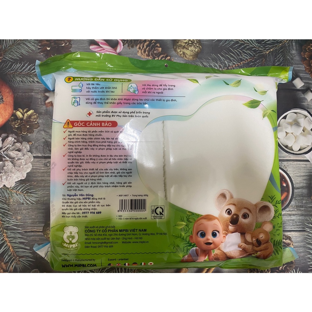 Khăn vải khô Mipbi 600g ❎ CÓ TEM CHỐNG HÀNG GIẢ❎ Giấy khô đa năng Mipbi an toàn cho bé