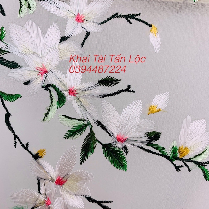 Quạt tròn cổ trang hoa mộc Lan thêu 2 mặt