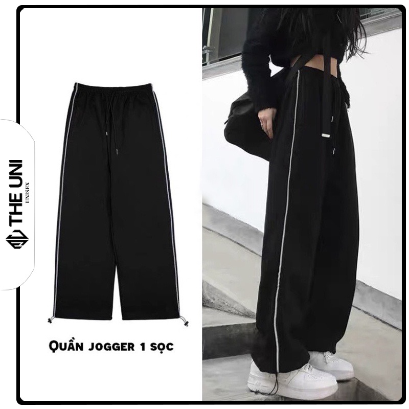Quần Jogger 1 Sọc Ulzzang Dây Rút Ở Gấu Quần Ống Rộng Nam Nữ Form Unisex Chất Liệu Umi Thể Thao Kèm Ảnh Thật The Uni