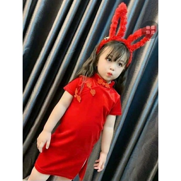 Sườn xám nhung bé gái 7-35kg