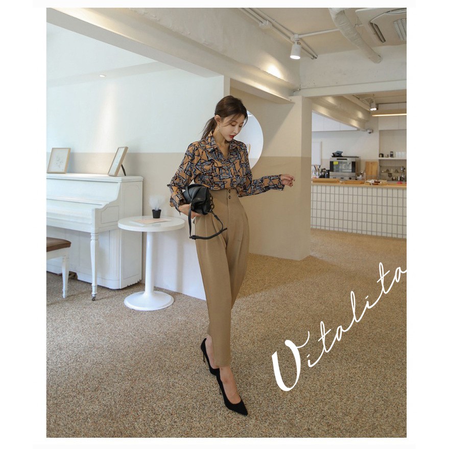 Quần Baggy nữ lưng cao cạp liền STYLE HÀN QUỐC - chất vải Cát Hàn