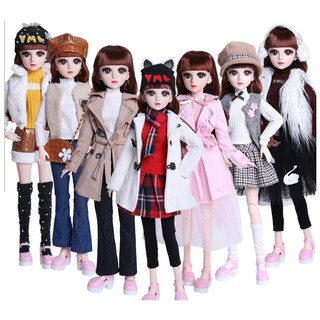 ( SẴN HÀNG ) Búp Bê 3D 60cm 18 Khớp BJD + Sét Váy Nhiều Món Kute Không Nhạc