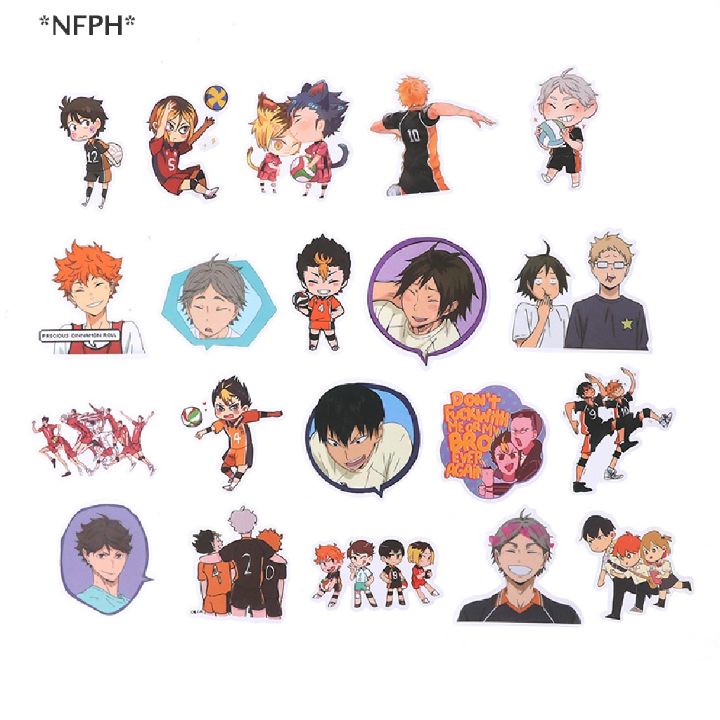 Bộ 50 Miếng Dán PVC Hình Anime Haikyuu Chống Thấm Nước Dùng Trang Trí Vali / Ván Trượt / Laptop DIY