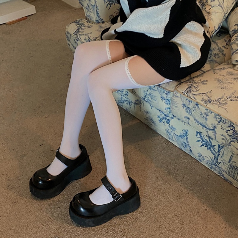 Run Quần Tất Giả Nịt Bít Tất Ren Khoét Lỗ Bên Hông Gợi Cảm Phong Cách Harajuku Lolita Gothic Cho Nữ