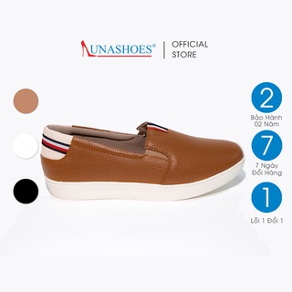Giày lười nữ slipon LUNASHOES 41402 đế bệt 2p da bò thật tăng chiều cao form đẹp phối đồ xinh
