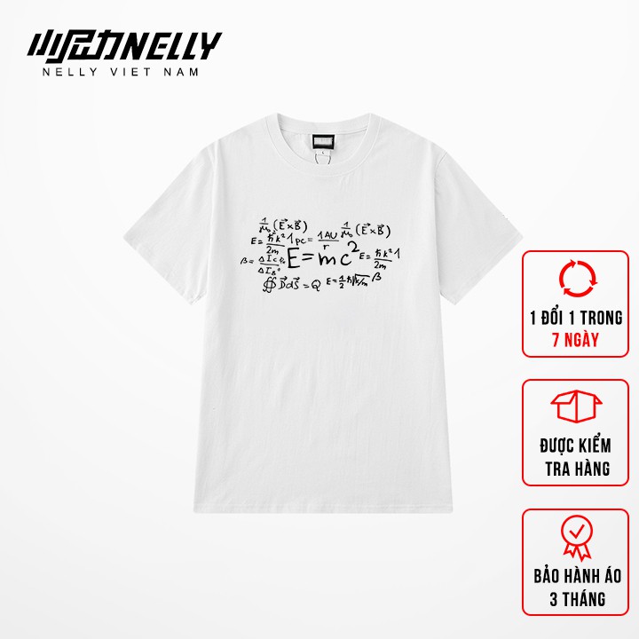 Áo phông tay lỡ NELLY dáng rộng in hình e=mc2 mã N0189