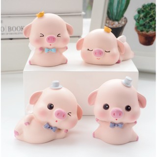 Đôi heo hồng đứng trang trí bánh kem